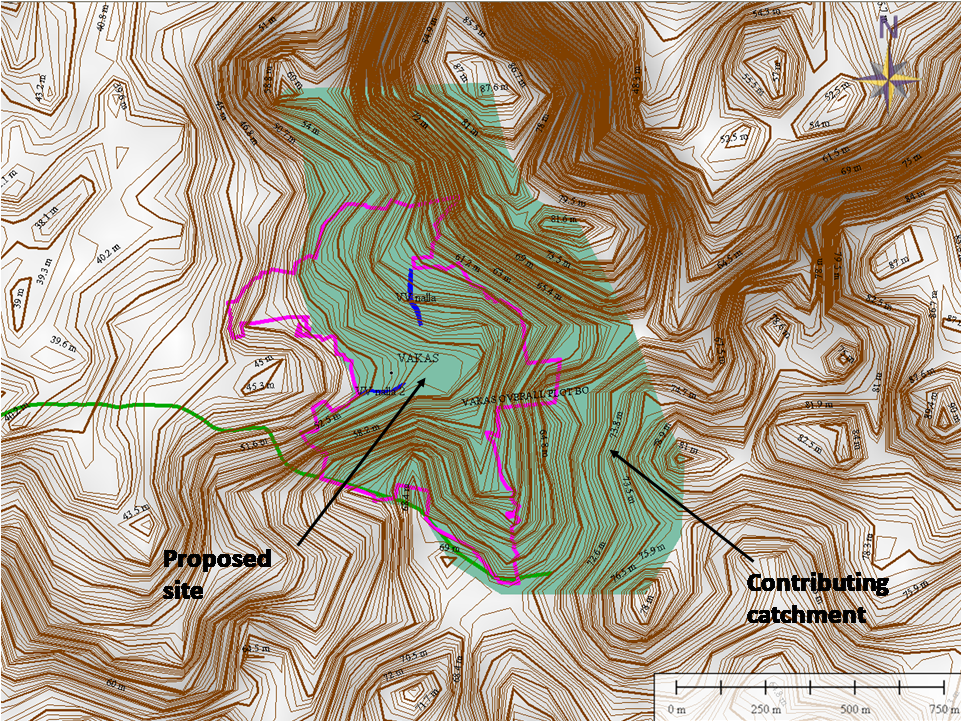 Fig 2. Location of the plot on the contour map